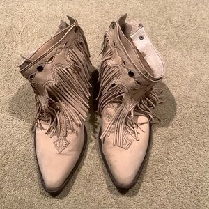 Booties…. Fringe snaps on and off.